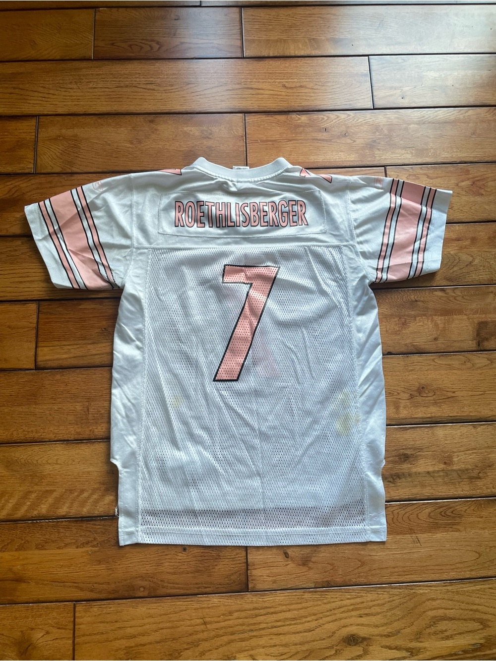 Reebok White & Pink Roethlisberger #7 Kids Football Jersey